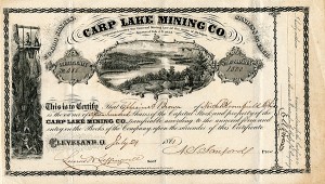 Carp Lake Mining Co. - Michigan Mining Stock Certificate